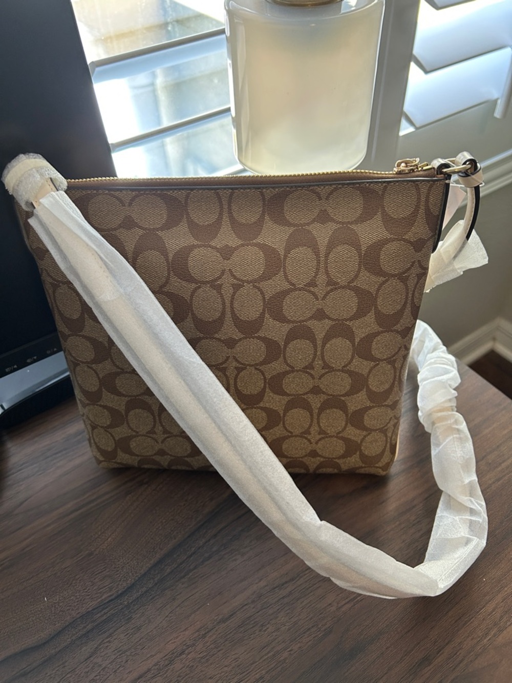Coach Brown Signature Crossbody with Cream Trim- NWT - Picture 4 of 9